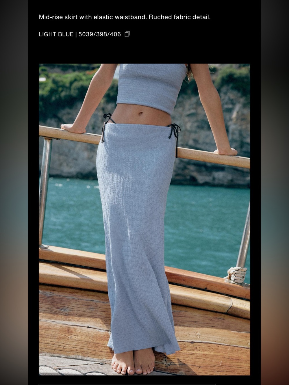 Zara textured long skirt, light blue - Picture 5 of 15